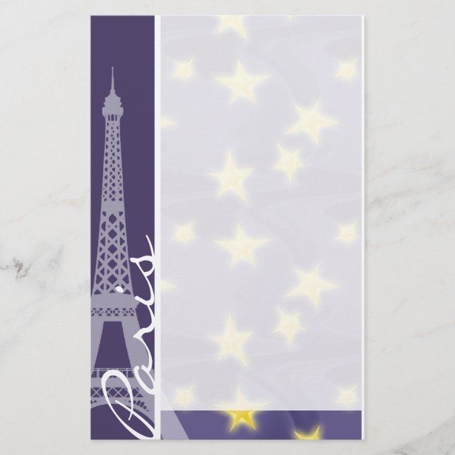 Paris Starry Night; Eiffel Torn Brevpapper (Framsida)