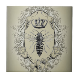 paris steampunk biodling fransk bi drottning krona kakelplatta