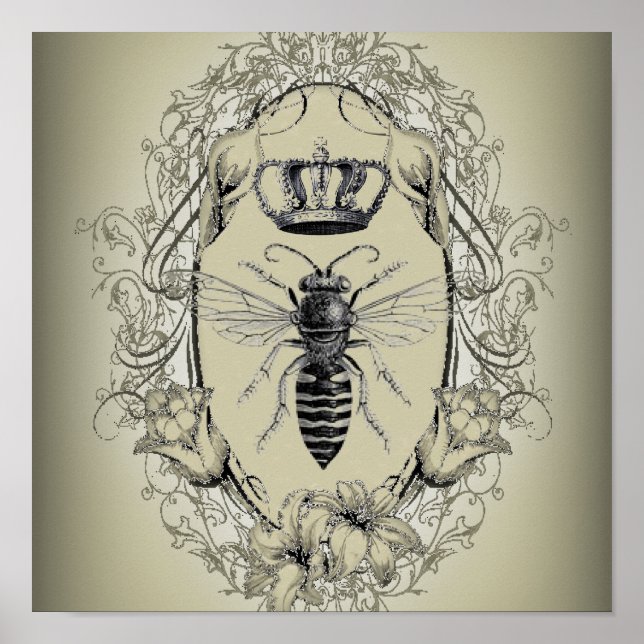 paris steampunk biodling fransk bi drottning krona poster (Framsidan)