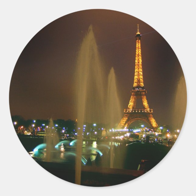 Paris Sticker Runt Klistermärke (Framsida)