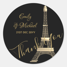 Paris Stickers - Black Guld elegant chic Runt Klistermärke