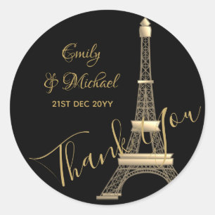 Paris Stickers - Black Guld elegant chic Runt Klistermärke