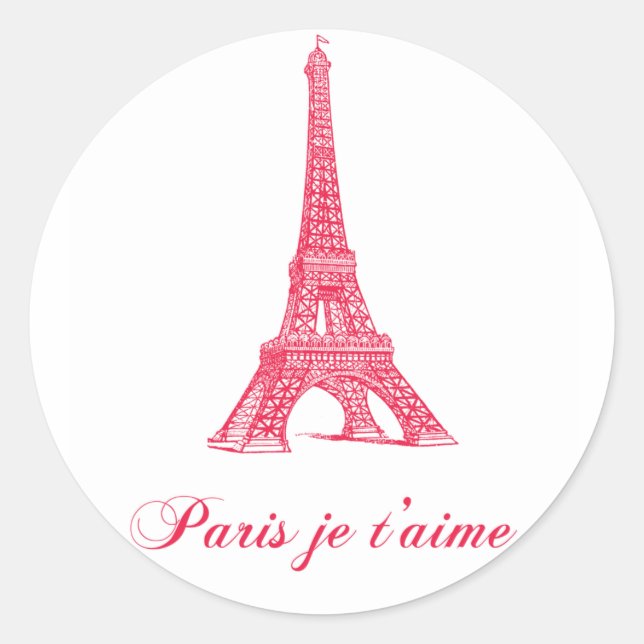 Paris Stickers Runt Klistermärke (Framsida)