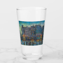 Paris Street Lit Up At Night (Fransk Art) Glaskopp