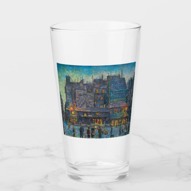 Paris Street Lit Up At Night (Fransk Art) Glaskopp (Framsida)