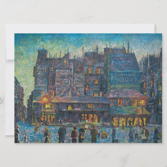 Paris Street Lit Up At Night (Fransk Art) Kort (Framsida)