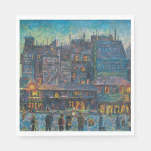 Paris Street Lit Up At Night (Fransk Art)