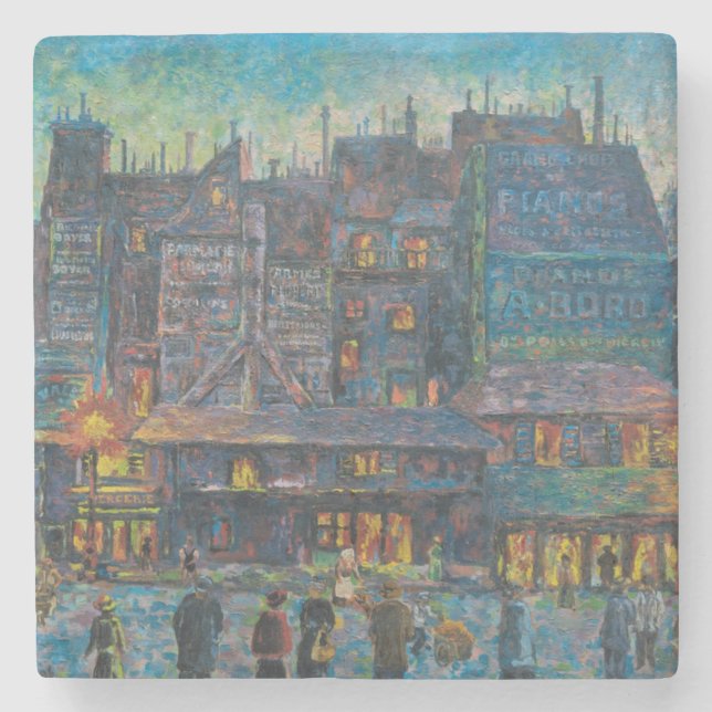 Paris Street Lit Up At Night (Fransk Art) Stenunderlägg (Framsidan)