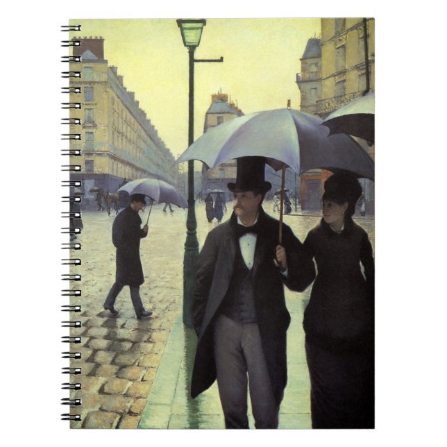 Paris Street Rainy Day av Gustave Caillebotte Anteckningsbok Med Spiral (Framsidan)