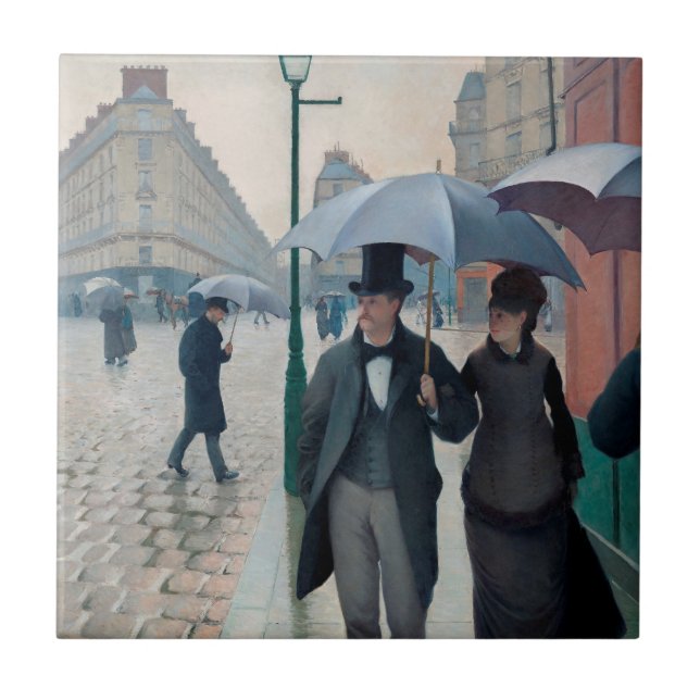 Paris Street Rainy Day av Gustave Caillebotte Kakelplatta (Framsidan)