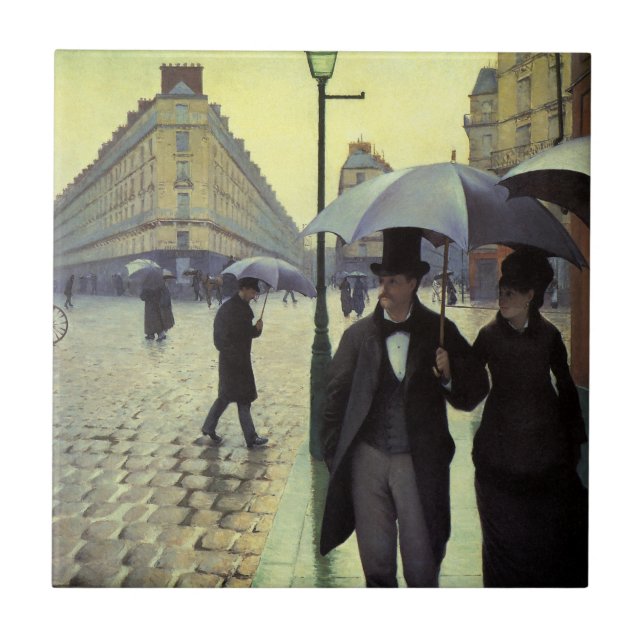 Paris Street Rainy Day av Gustave Caillebotte Kakelplatta (Framsidan)