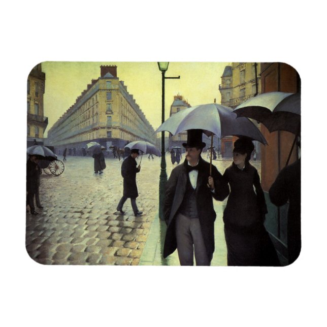 Paris Street Rainy Day av Gustave Caillebotte Magnet (Horisontell)