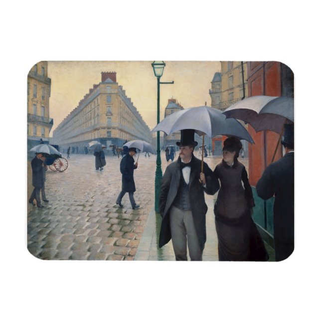 Paris Street Rainy Day av Gustave Caillebotte Magnet (Horisontell)