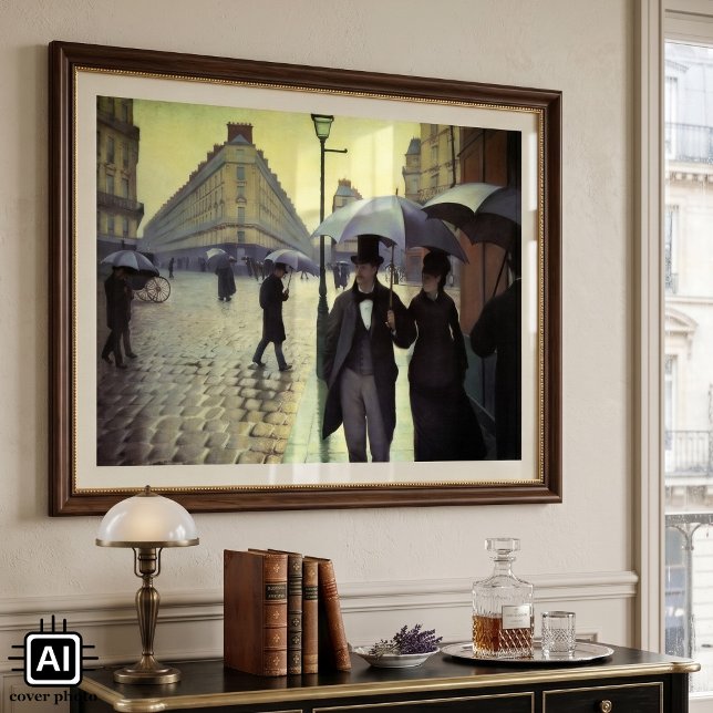 Paris Street Rainy Day av Gustave Caillebotte Poster (Paris Street, Rainy Day (aka Paris: A Rainy Day) by Gustave Caillebotte is vintage impressionism art)