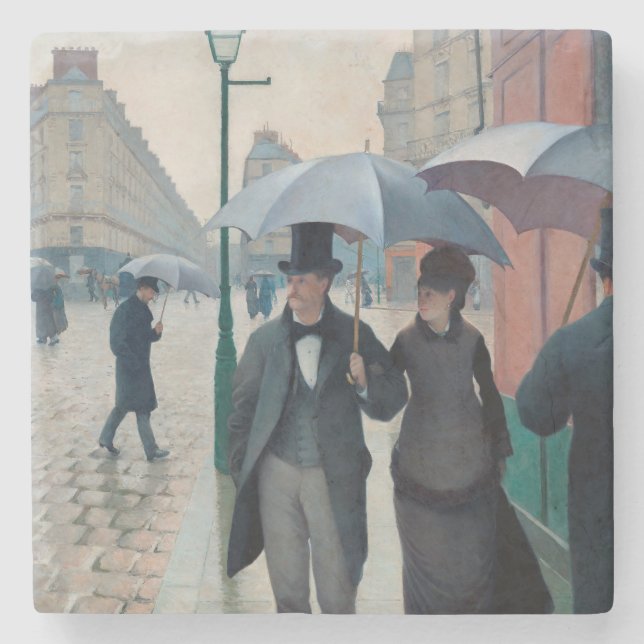 Paris Street Rainy Day av Gustave Caillebotte Stenunderlägg (Framsidan)