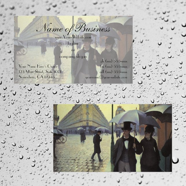 Paris Street, Rainy Day av Gustave Caillebotte Visitkort (Paris Street, Rainy Day by Gustave Caillebotte features people with umbrellas walking in the rain.)