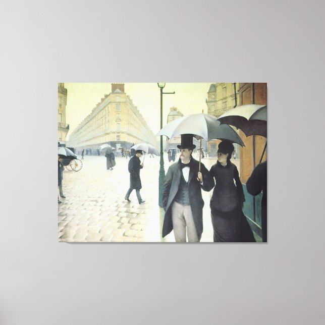 Paris Street, Rainy Day by Caillebotte Canvastryck (Framsida)