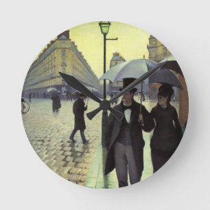 Paris Street; Regnig Dag av Gustave Caillebotte Rund Klocka