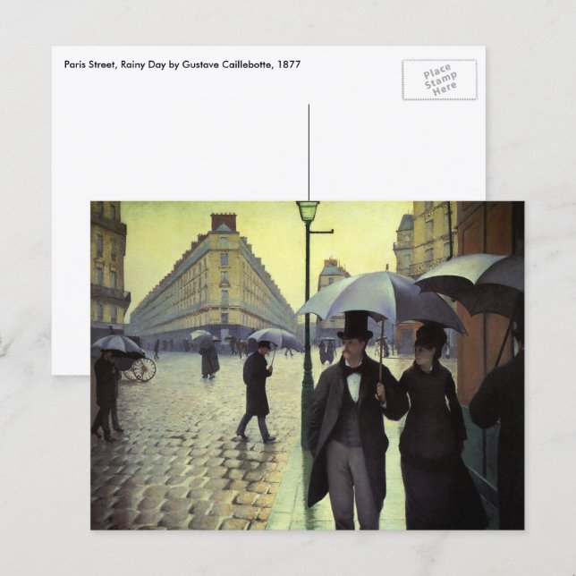 Paris Street; Regnig Dag av Gustave Caillebotte Vykort (Fram/baksida)