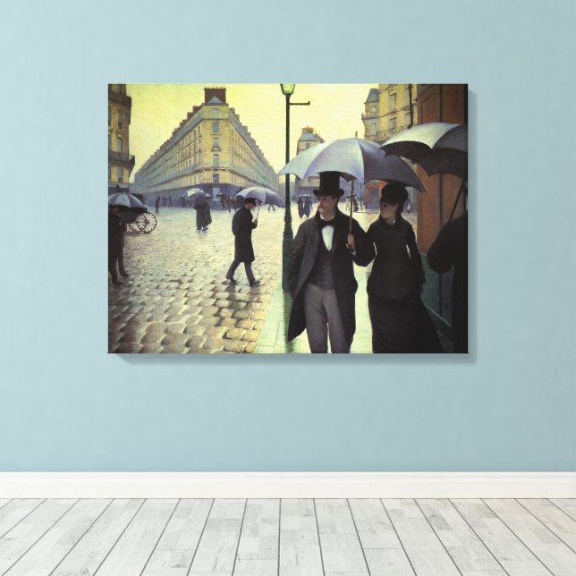 Paris Street Regniga Dag av Gustave Caillebotte Canvastryck (Insitu (trägolv))