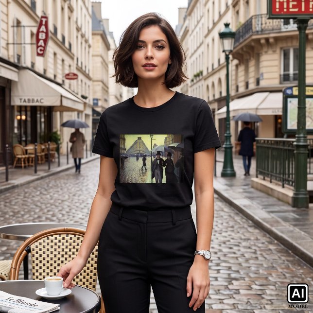Paris Street Regnvädersdag av Gustave Caillebotte T-shirt (Paris Street, Rainy Day (aka Paris: A Rainy Day) by Gustave Caillebotte is vintage impressionism art)