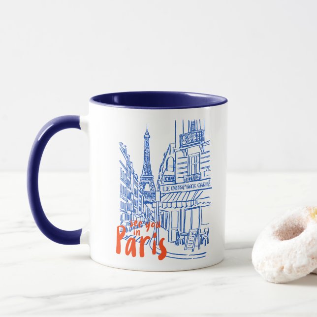 Paris Street Sketch Art Mugg (Med munk)