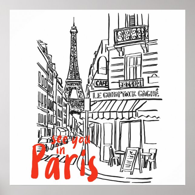 Paris Street Sketch Art Poster (Framsidan)