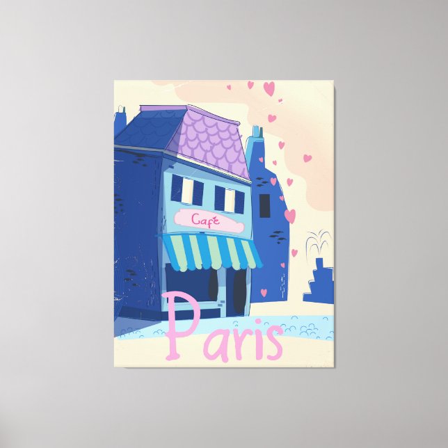 Paris Street vintage tecknad Canvastryck (Framsida)