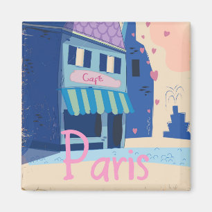 Paris Street vintage tecknad Magnet