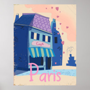 Paris Street vintage tecknad Poster