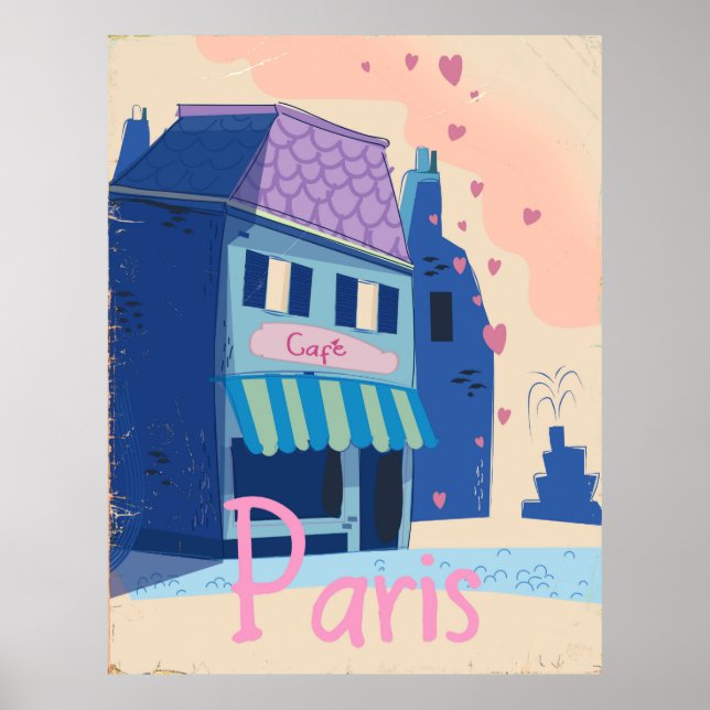 Paris Street vintage tecknad Poster (Framsidan)