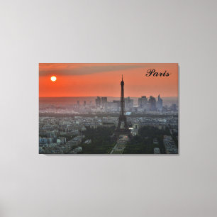 Paris Sunset Eiffel Torn Frankrike Photo Canvastryck