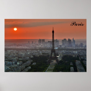 Paris Sunset Eiffel Torn Frankrike Photo Poster