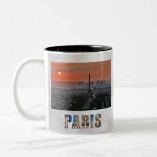 Paris Sunset Eiffel Torn Frankrike Photo Två-Tonad Mugg