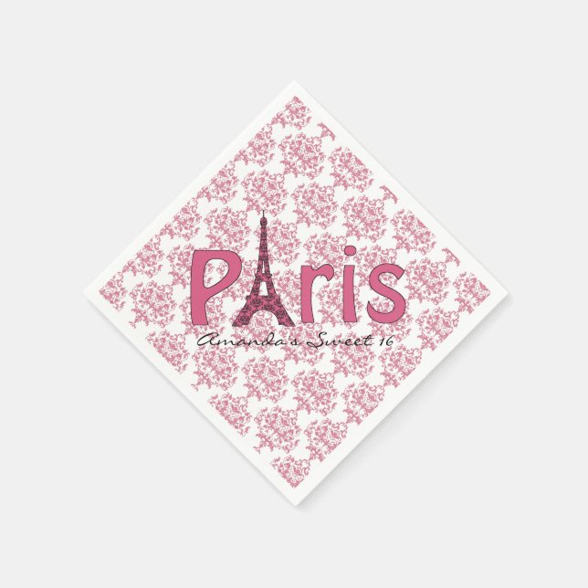 Paris Sweet 16 Damask Birthday Napkins Pappersservett (Hörn)