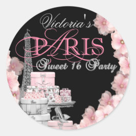 Paris Sweet 16 Födelsedagsfest Runt Klistermärke