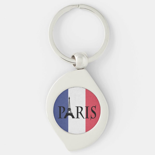 Paris Swirl Silverfärgad Nyckelring (Framsidan)