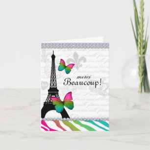 Paris Tack för ditt kort Eiffel Torn Butterfles Ze