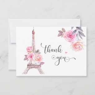 Paris Tackkort, Blommig Eiffeltorn Tack Kort