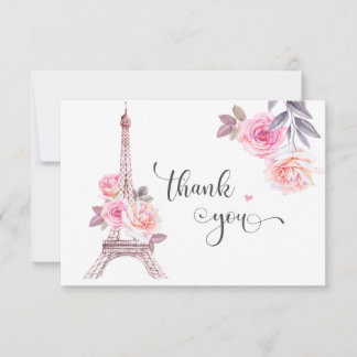 Paris Tackkort, Blommig Eiffeltorn  Tack Kort