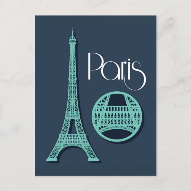Paris Teal Vykort (Framsida)