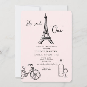 Paris-tema 'Hon sa Oui' Bröllopsdusch Inbjudningar
