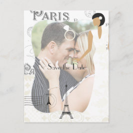 Paris-tema vit bröllopsinbjudan spara datum lägg t meddelande vykort