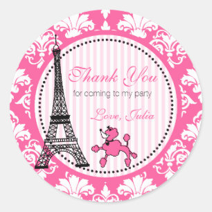 Paris Temaparty Stickers Runt Klistermärke