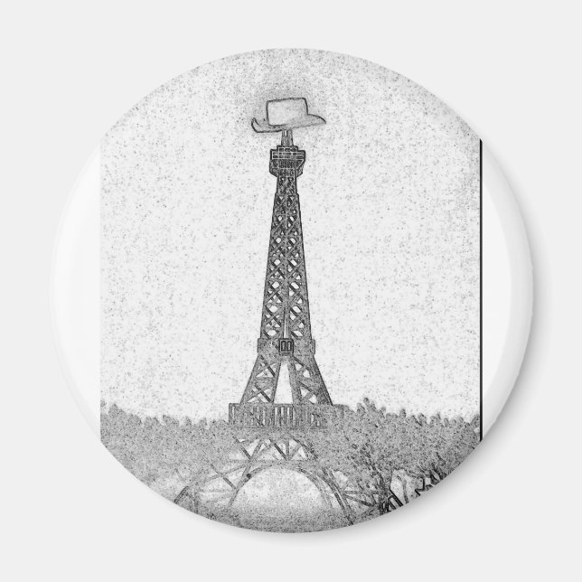 Paris, Texas Eiffel Torn Teckning Magnet (Framsidan)