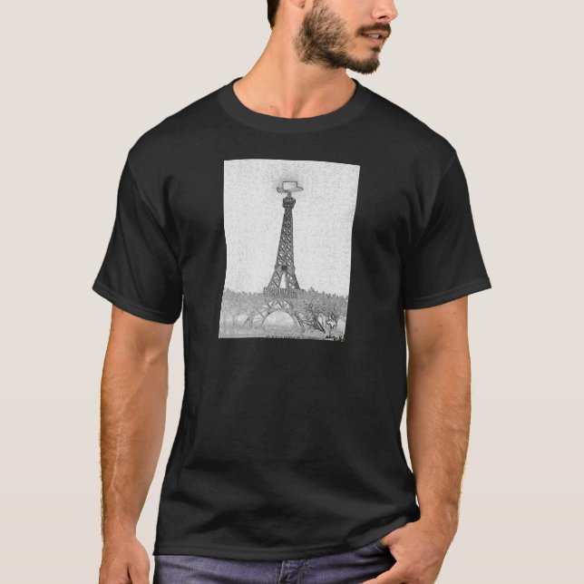 Paris Texas Eiffel tornteckning T Shirt (Framsida)