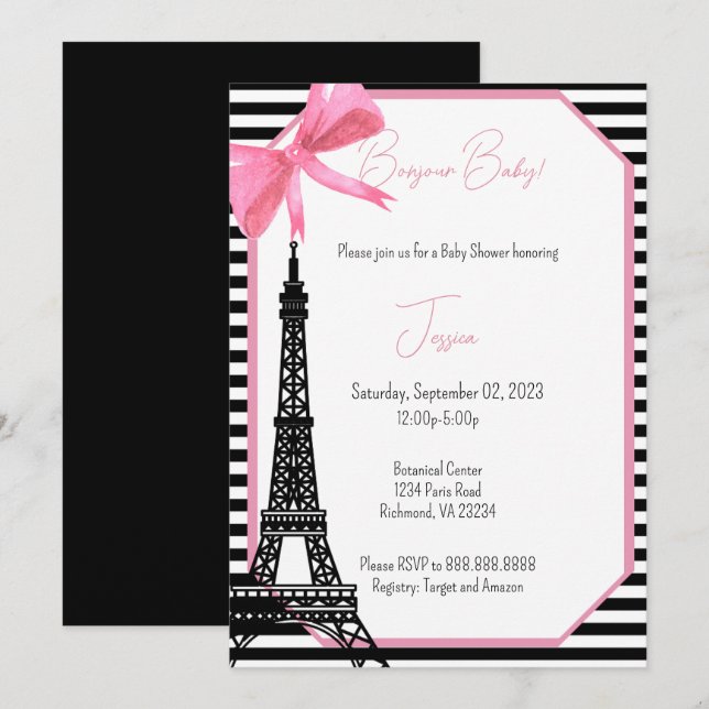 Paris ThBästa BabyShower Inbjudningar (Fram/baksida)