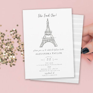 Paris Theme Hon sa att Oui Eiffel-Möhippan Inbjudningar