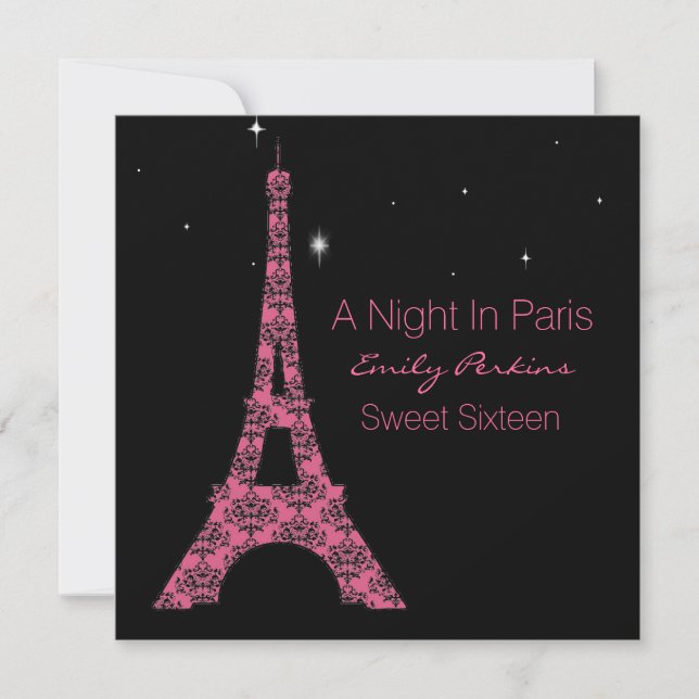 Paris Themed beställnings- sweet sixteeninbjudan Inbjudningar (Framsida)