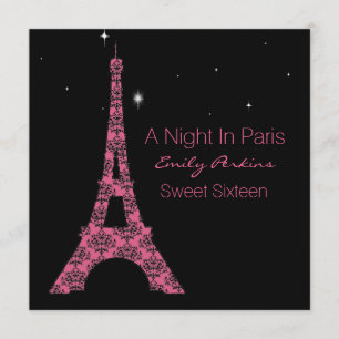 Paris Themed beställnings- sweet sixteeninbjudan Inbjudningar